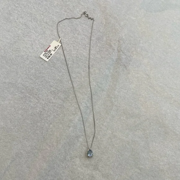 Blue Topaz,Diamonds & Silver Necklace w/Pendant & Pierced Earrings - Picture 2 of 14